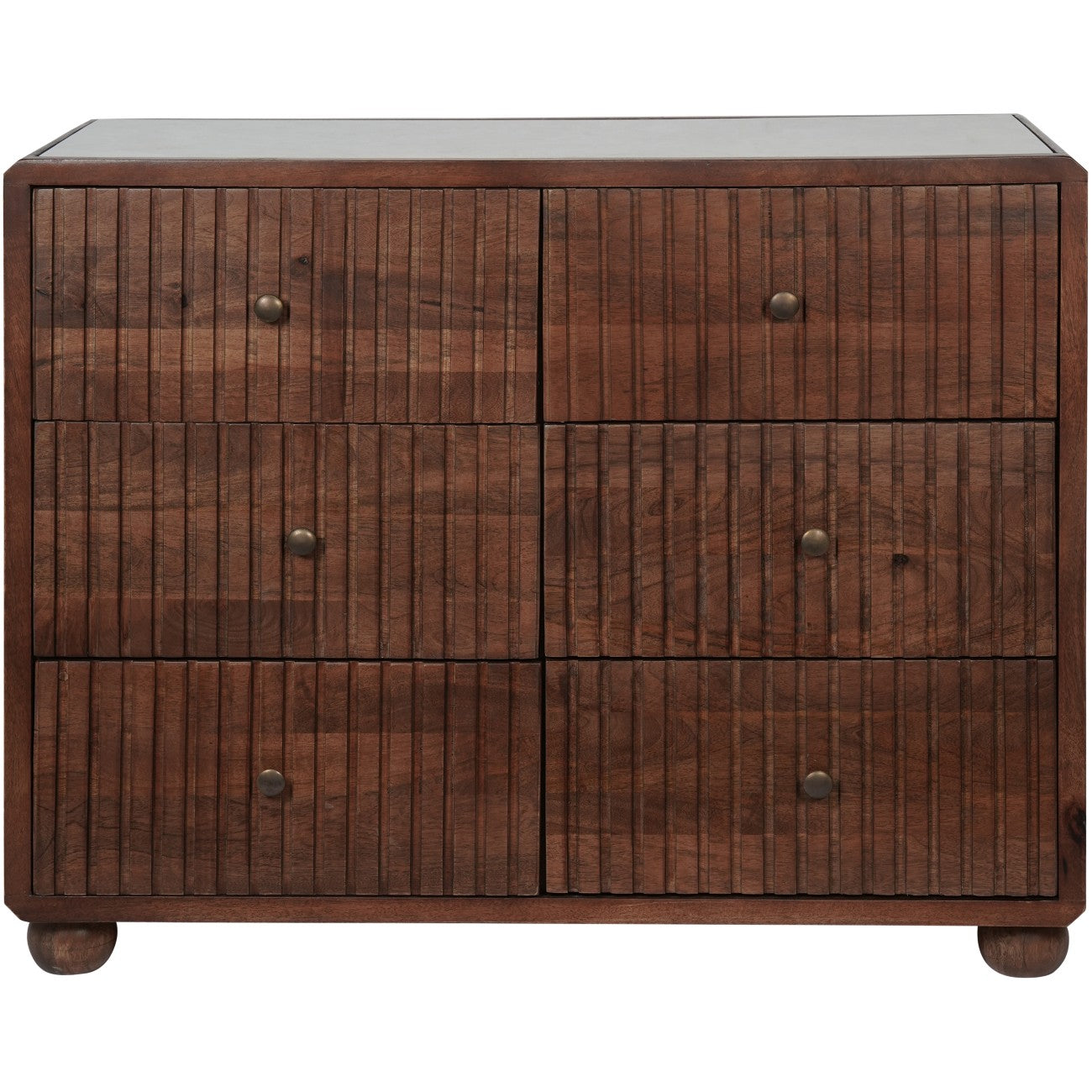 SUKU Wooden 6 Drawer with Marble Top Cabinet