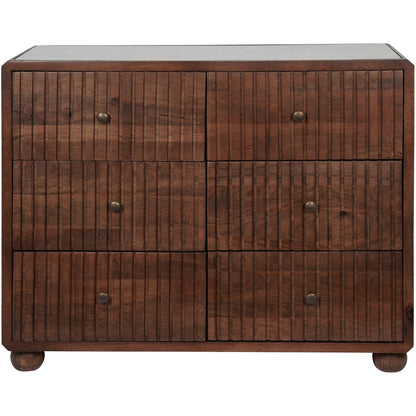 SUKU Wooden 6 Drawer with Marble Top Cabinet