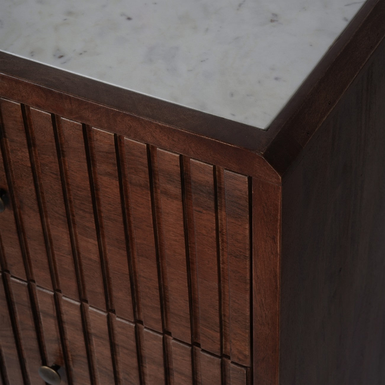 SUKU Wooden 6 Drawer with Marble Top Cabinet