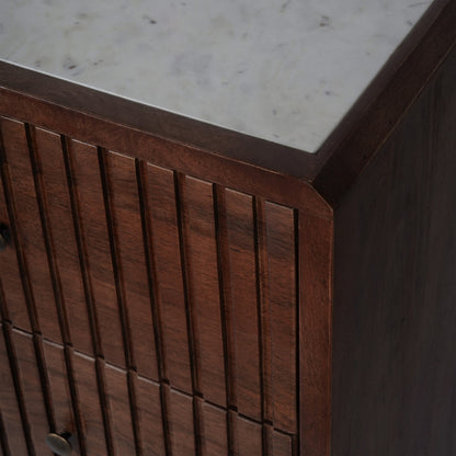 SUKU Wooden 6 Drawer with Marble Top Cabinet