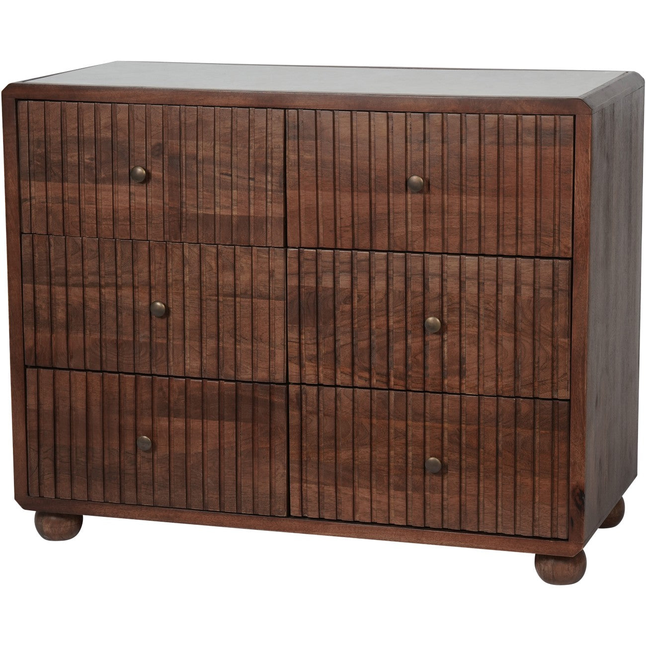SUKU Wooden 6 Drawer with Marble Top Cabinet