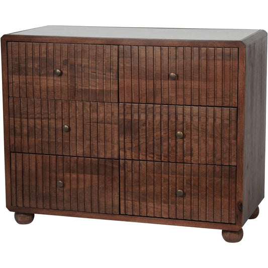 SUKU Wooden 6 Drawer with Marble Top Cabinet