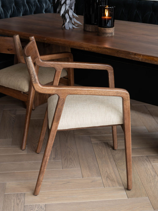 Tava Wooden Upholstered Dining Chair (Beige)