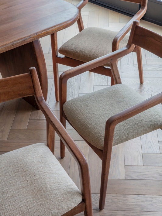 Tava Wooden Upholstered Dining Chair (Sage)