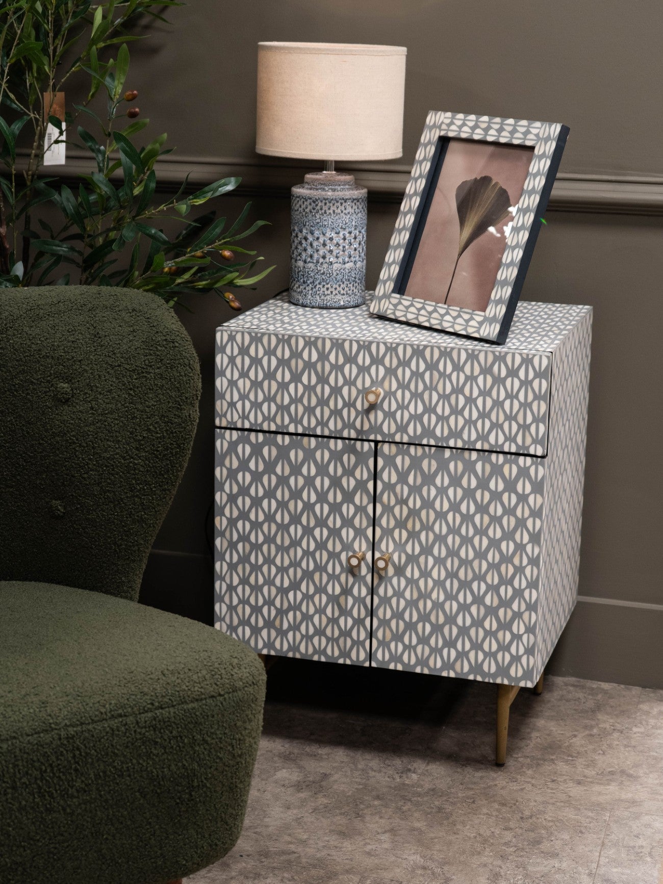 VERNO Bone Inlay 2 Door Cabinet