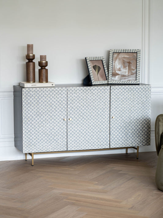 VERNO Bone Inlay 3 Door Buffet Cabinet