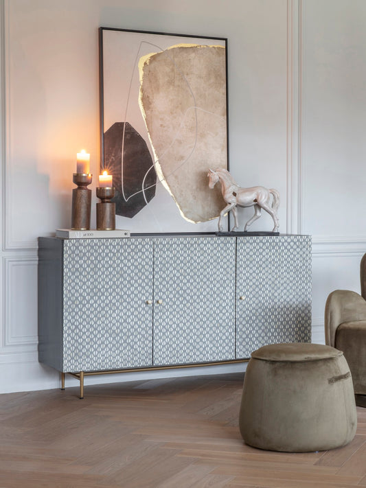 VERNO Bone Inlay 3 Door Buffet Cabinet