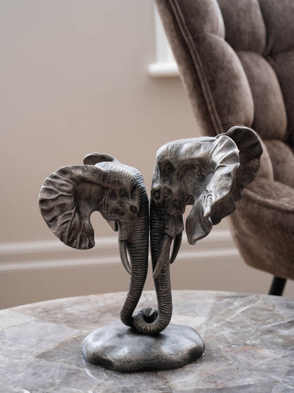 Mira Cast Aluminium Nuzzling Elephants Sculpture