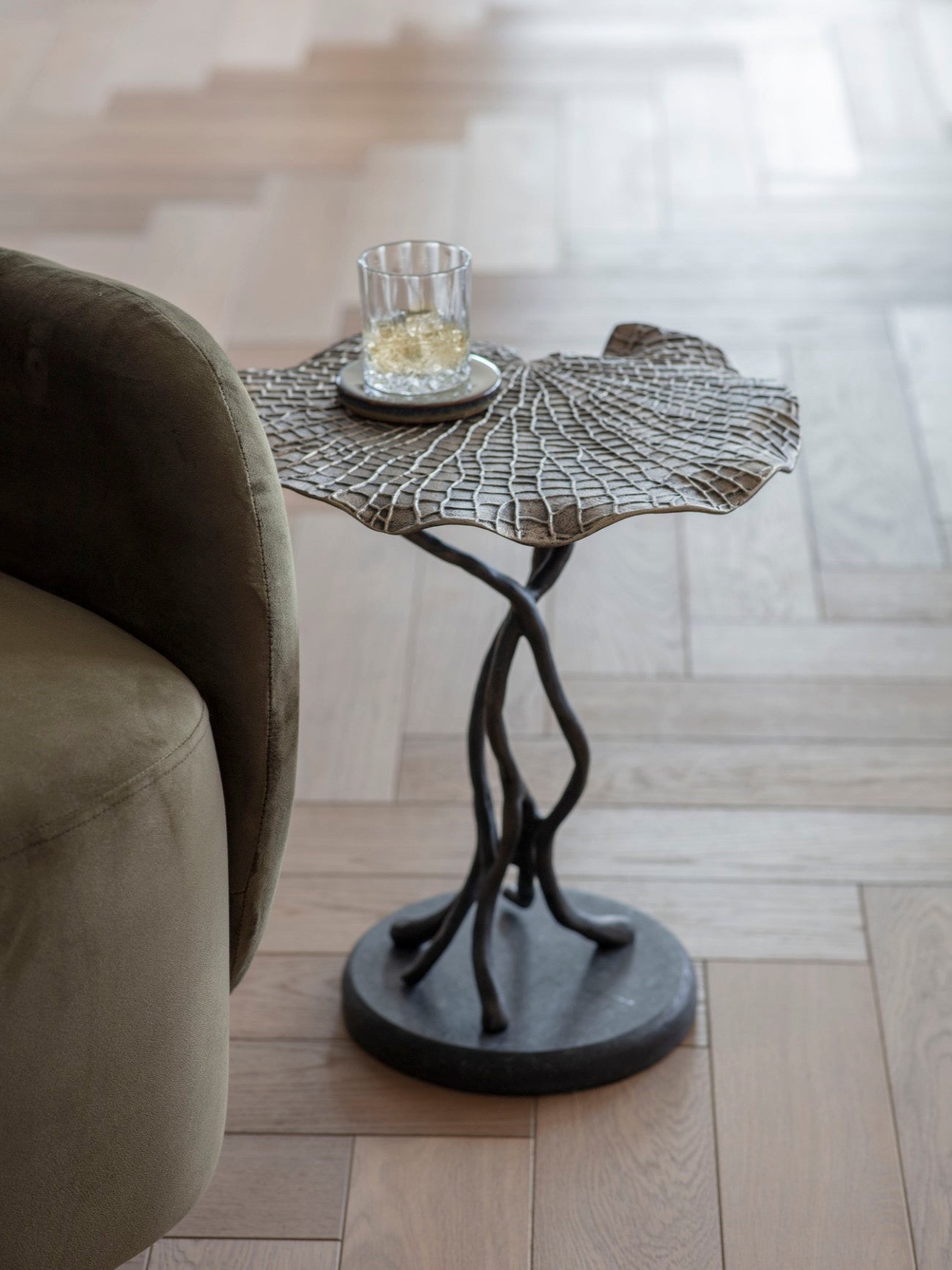 Lily Pad Leaf Side Table in Cast Aluminium