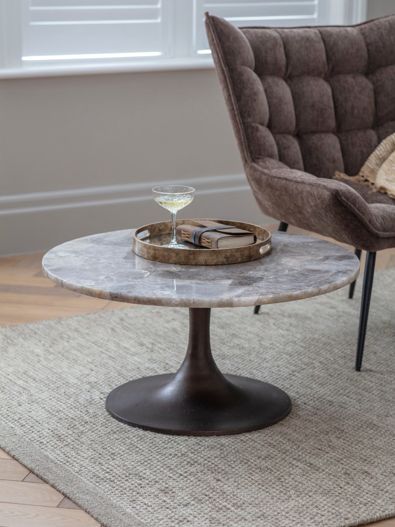 Caligo Round Smokey Quartz Coffee Table