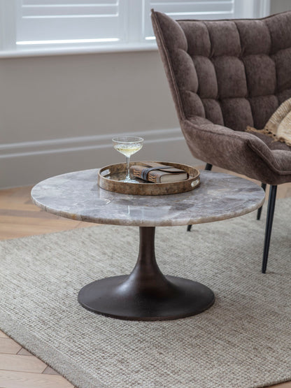 Caligo Round Smokey Quartz Coffee Table
