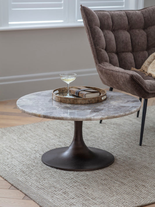 Caligo Round Smokey Quartz Coffee Table