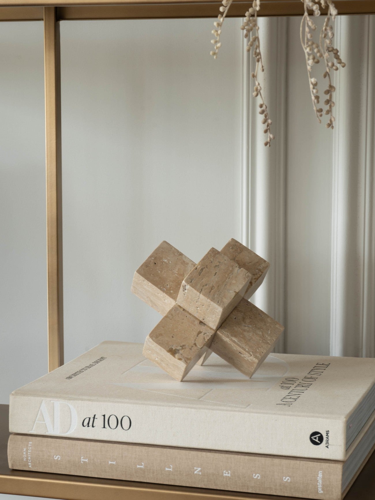 Pax Travertine Cross Sculpture
