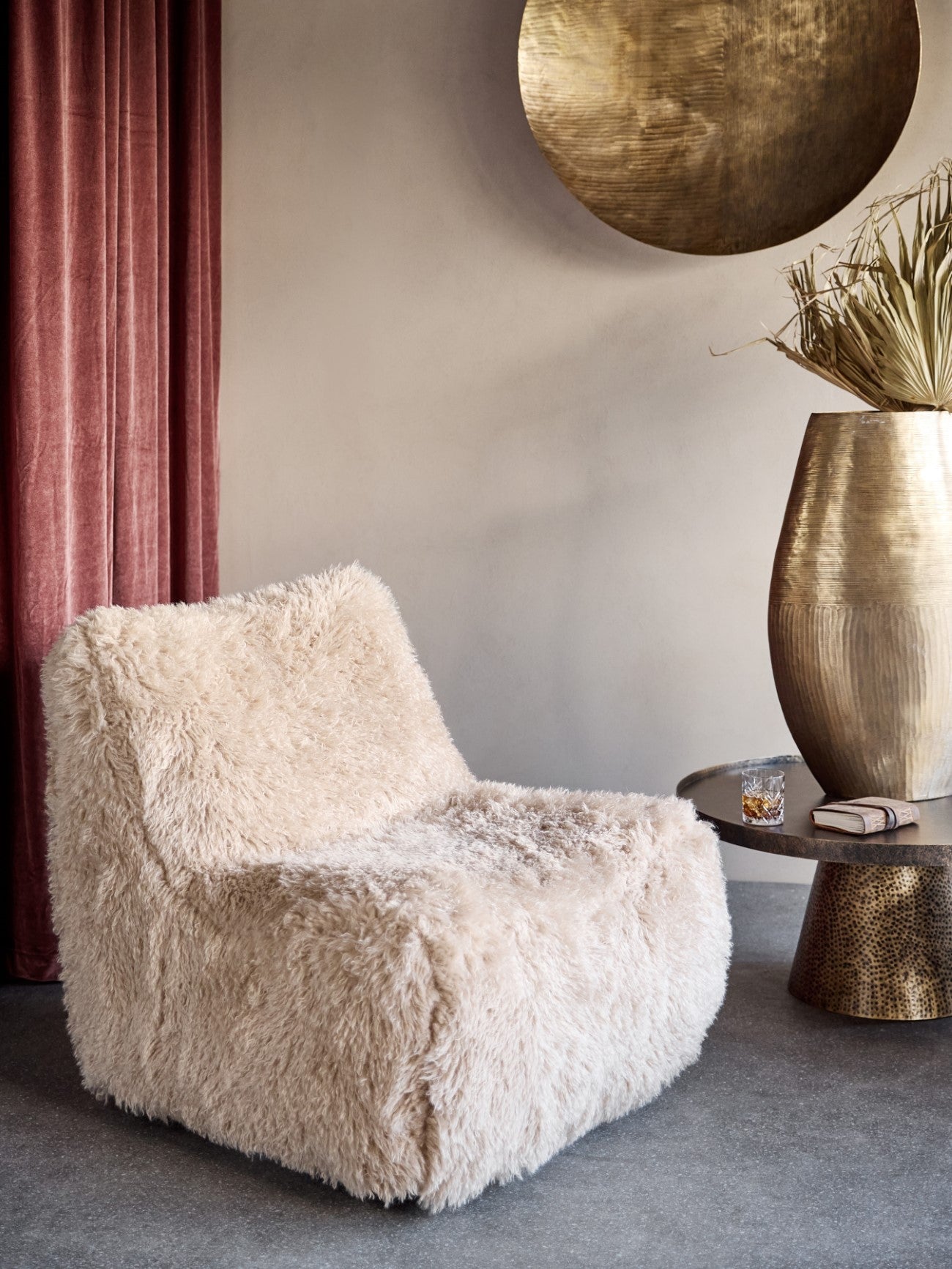 Talo Faux Sheepskin Swivel Accent Chair