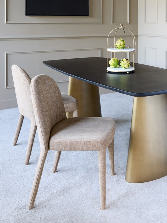 Pair of Sova Upholstered Dining Chairs (Wheat)