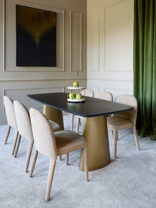 Pair of Sova Upholstered Dining Chairs (Wheat)