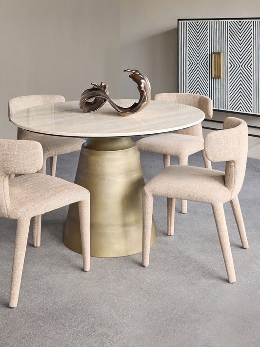 Vespera Light Travertine Round Dining Table