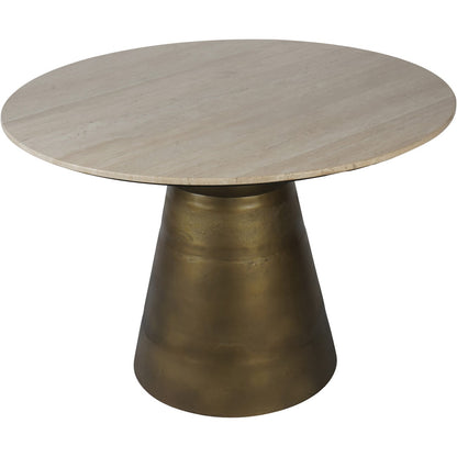 Vespera Light Travertine Round Dining Table