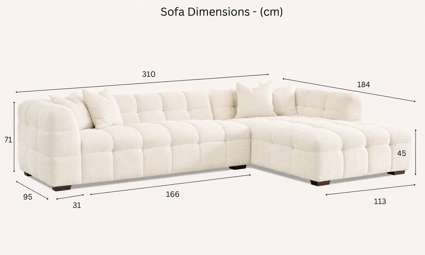 Kyla Soft Boucle Chaise L Shape Sectional Sofa (Delivered In 7 Days)