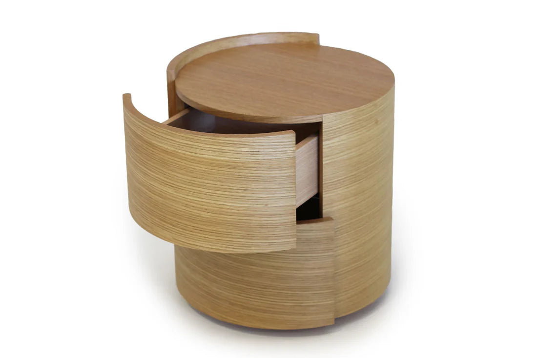 This detailed image focuses on the two soft-closing drawers, demonstrating smooth functionality and discreet bedside storage.
