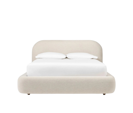 alor bed with upholstered headboard and clean modern lines