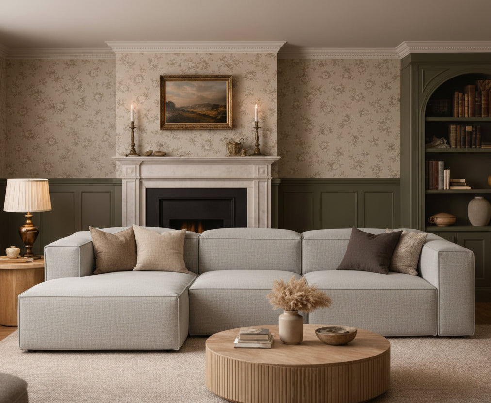 High-end Alpha modular L shape 3 seater sofa styled in an elegant interior with soft textures, clean lines, and spacious seating ideal for contemporary homes
