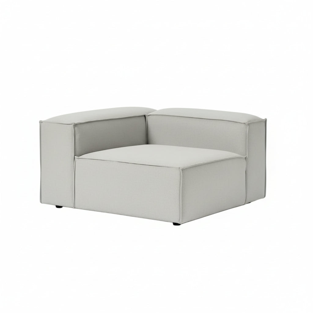 A fully enclosed corner module with dual arms, designed to create a defined corner within modular configurations while maintaining a clean, structured aesthetic.