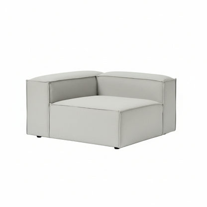 A fully enclosed corner module with dual arms, designed to create a defined corner within modular configurations while maintaining a clean, structured aesthetic.