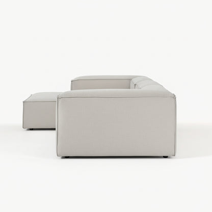 Premium Alpha modular L shape sofa designed with versatile seating modules, soft fabric upholstery, and a contemporary structure perfect for luxury interiors

