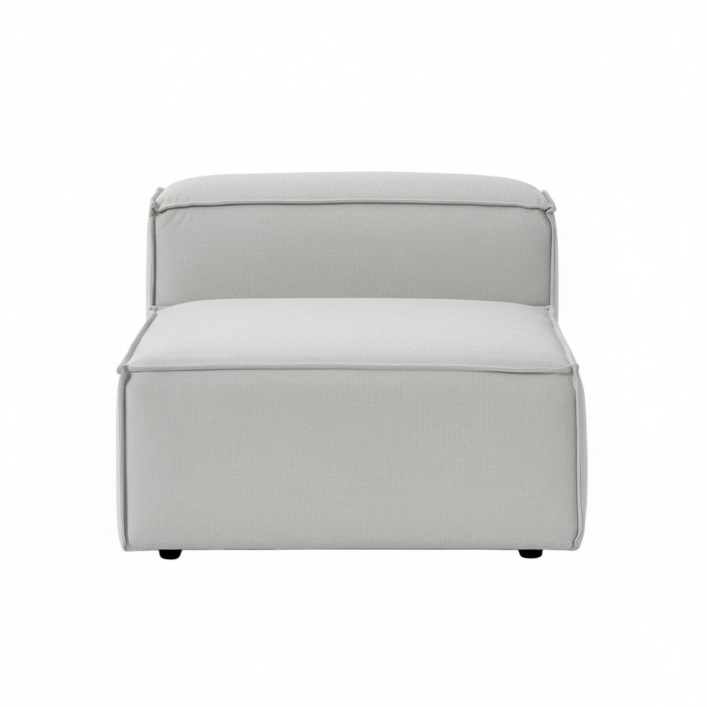 Alpha modular single unit with a clean, structured form and deep cushioning, designed to be used on its own or combined seamlessly with other modules
