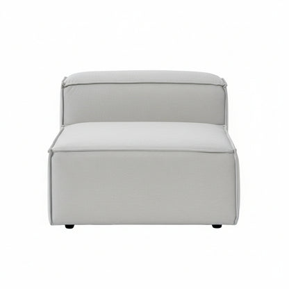 Alpha modular single unit with a clean, structured form and deep cushioning, designed to be used on its own or combined seamlessly with other modules
