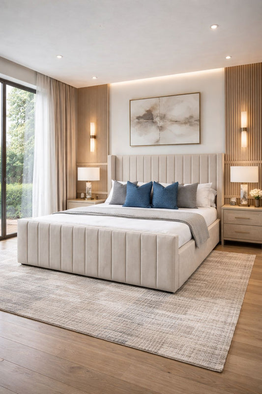 Clean-lined upholstered design bringing balance and refined simplicity
