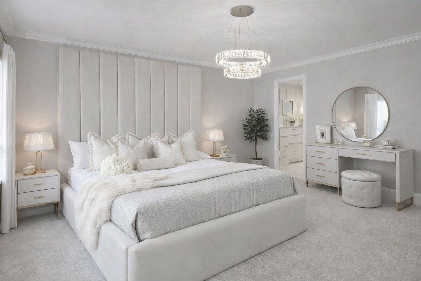 modern upholstered bed with clean lines and structured headboard
