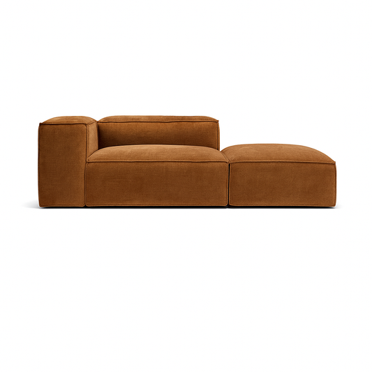 compact modular single seat sofa with matching footstool for relaxed modern living
