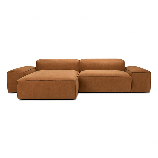 brooklyn modular 2 seater sofa with low xl arms and matching footstool in modern oversized design
