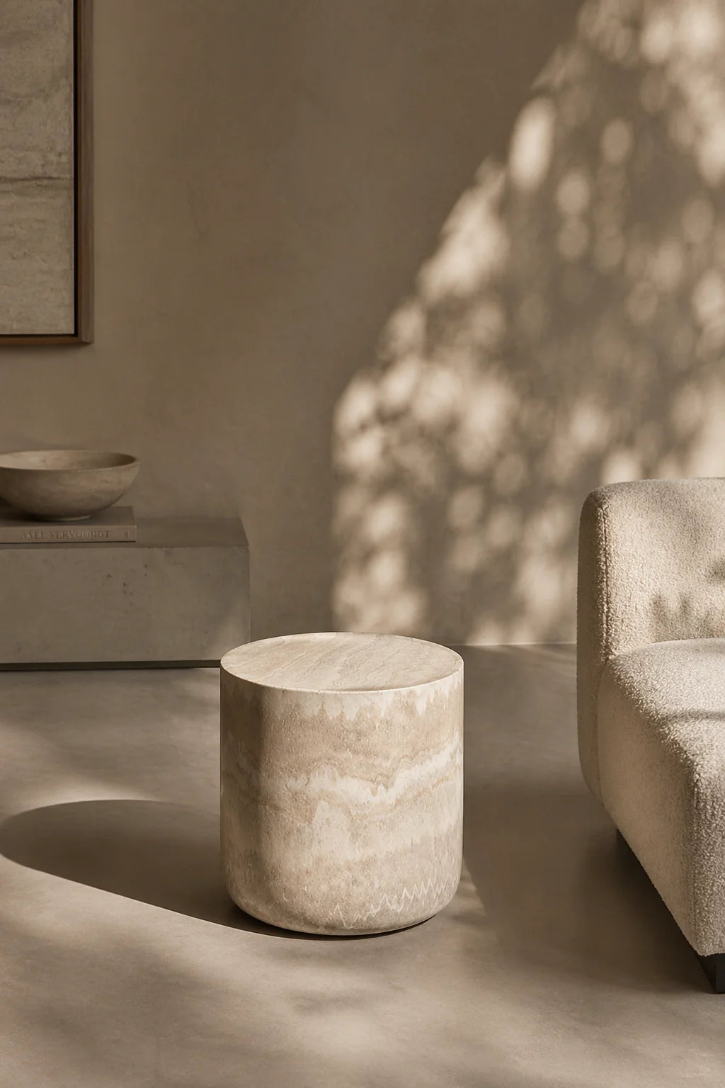 This image highlights the smooth, curved silhouette of the table, showcasing its modern sculptural design and balanced proportions.