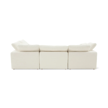 modern modular L shape open end sofa with stool designed for large open plan living spaces
