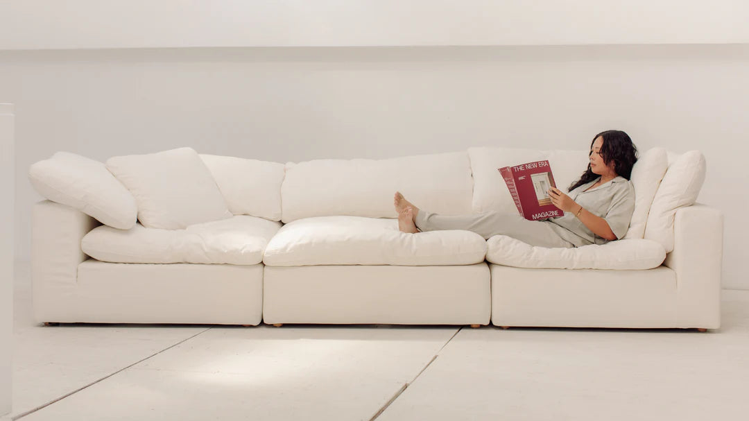 modular U shape sofa with two footstools designed for flexible configurations and spacious seating
