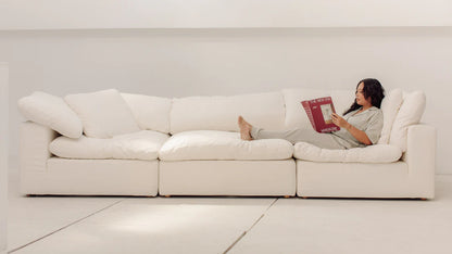 modular U shape sofa with two footstools designed for flexible configurations and spacious seating
