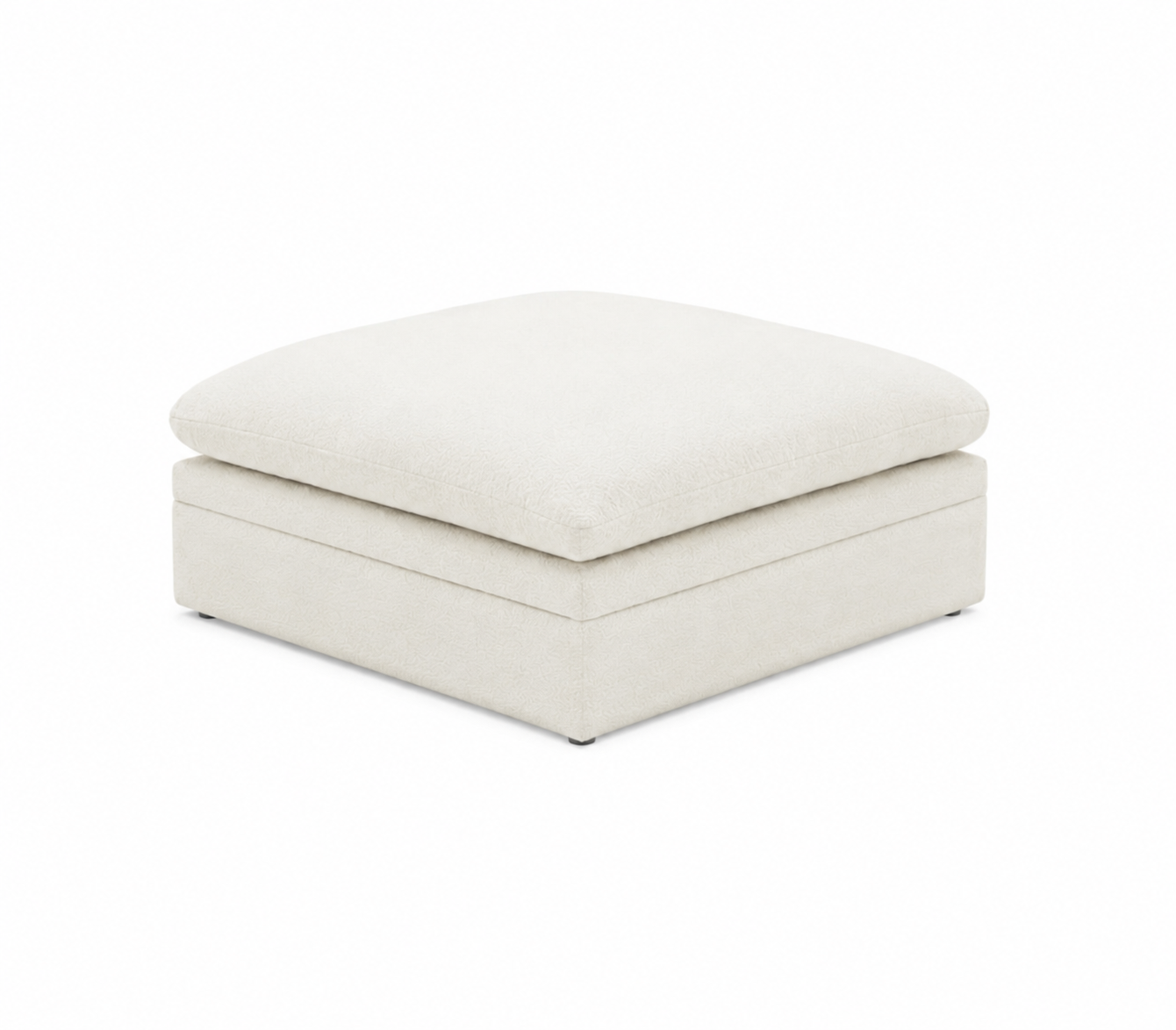 White storage ottoman on a white background