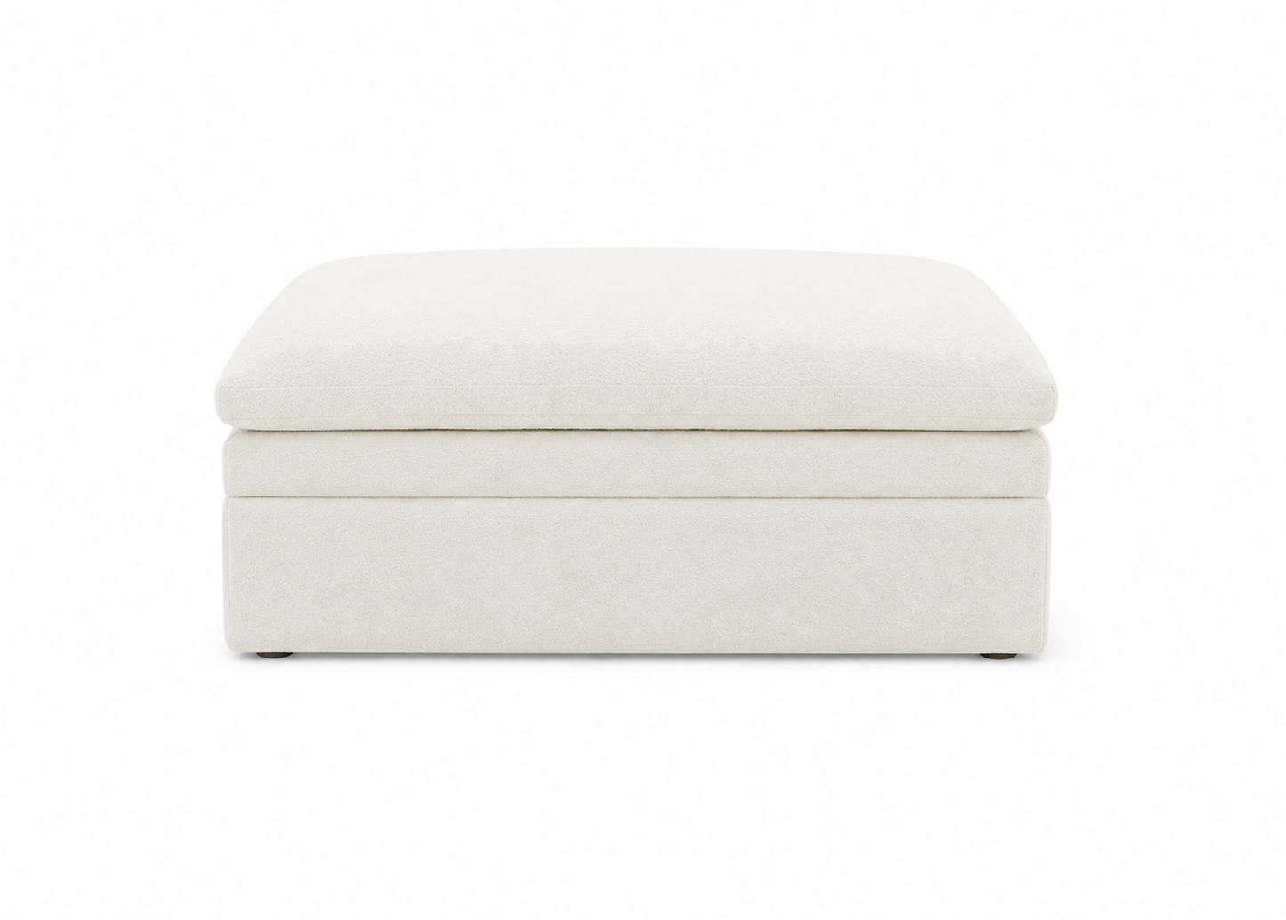 White storage ottoman on a white background