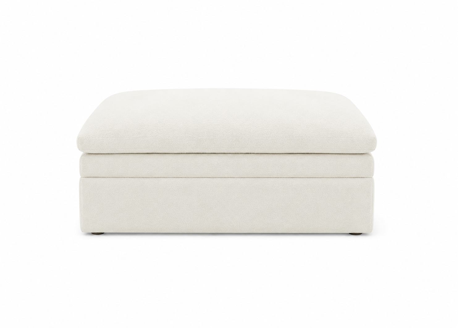 White storage ottoman on a white background