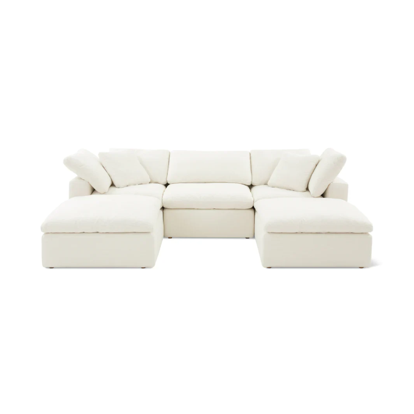 Cloud U shape sofa with two matching footstools in soft fabric and spacious modular layout
