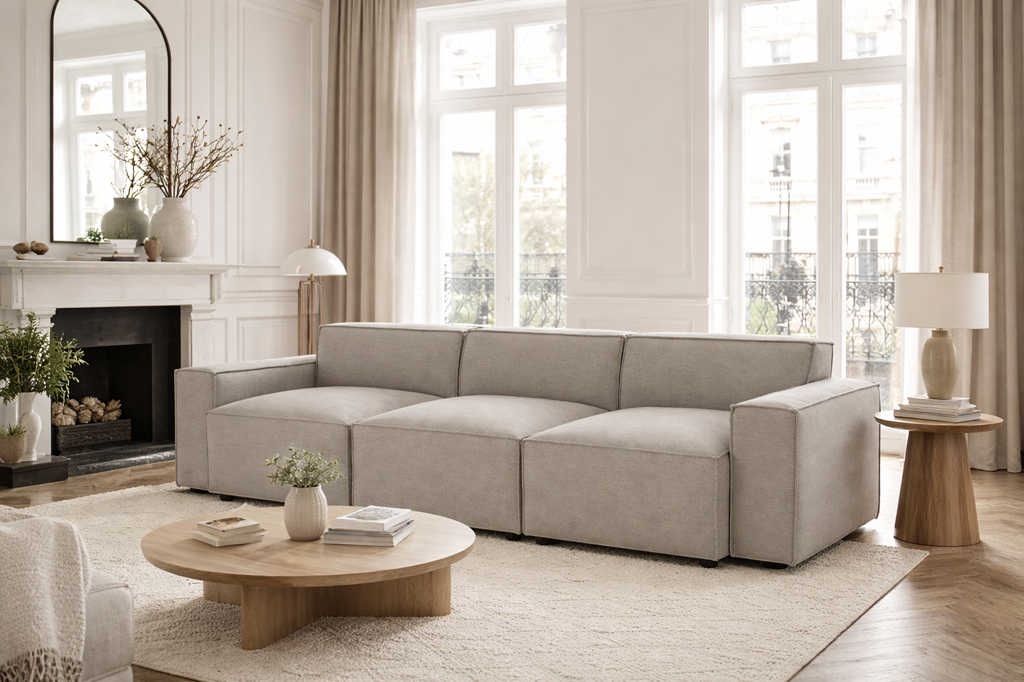 modern 3 seater sofa with clean lines and soft cushioned seating