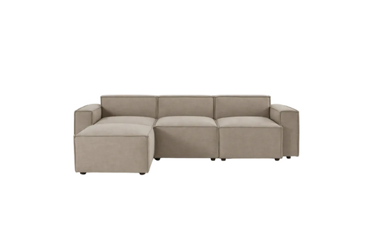 cocoon large chaise sofa with left chaise configuration in soft neutral fabric