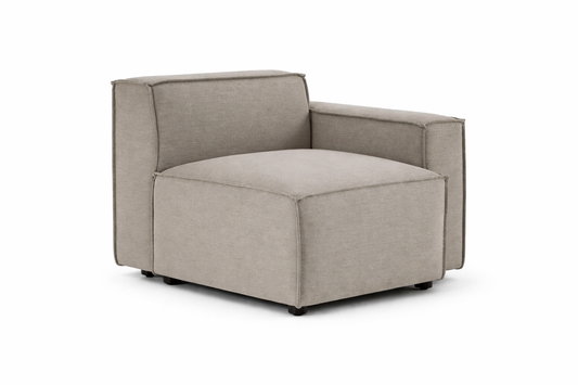 modern modular sofa unit with right armrest and deep cushioning