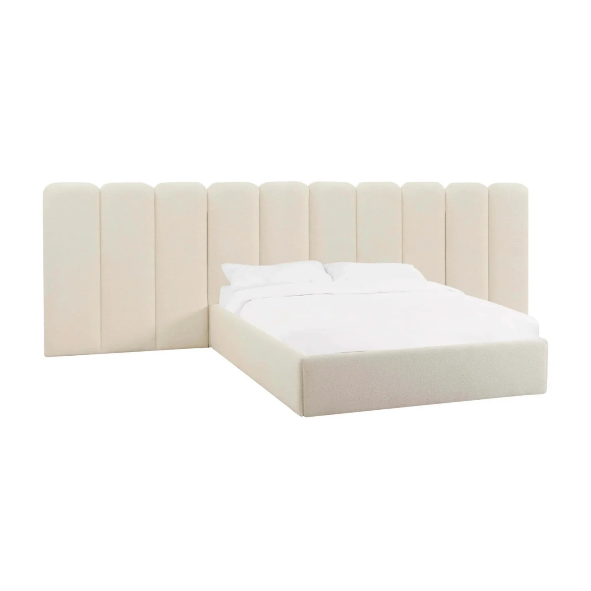  modern dark fabric bed with clean lines and elegant headboard