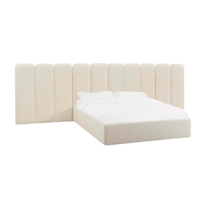  modern dark fabric bed with clean lines and elegant headboard
