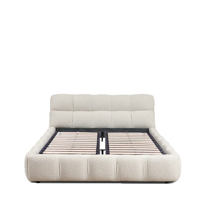 modern upholstered bed with padded headboard and clean silhouette