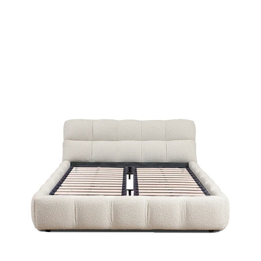 modern upholstered bed with padded headboard and clean silhouette